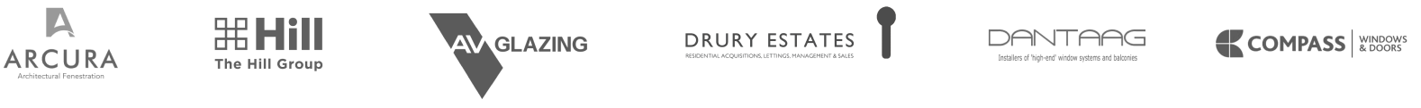 Selected Rein Zenith clients and partners: Arcura, AV Glazing, Drury Estates, Dantag and Compass Windows & Doors